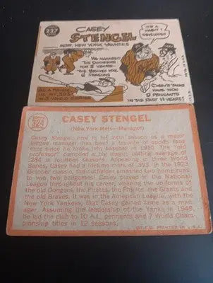 Casey Stengel - Two card LOT. Mgr cards. Topps 1960 #227. 1964 #324. VG - VG+ - Baseball Card Single
