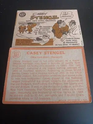 Casey Stengel - Two card LOT. Mgr cards. Topps 1960 #227. 1964 #324. VG - VG+ - Baseball Card Single
