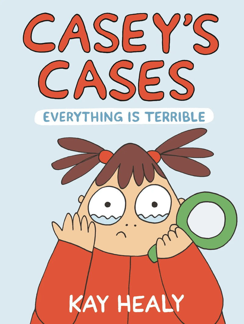 Children’s book with cartoon crying girl from Caseys Cases inspired by Wimpy Kid style