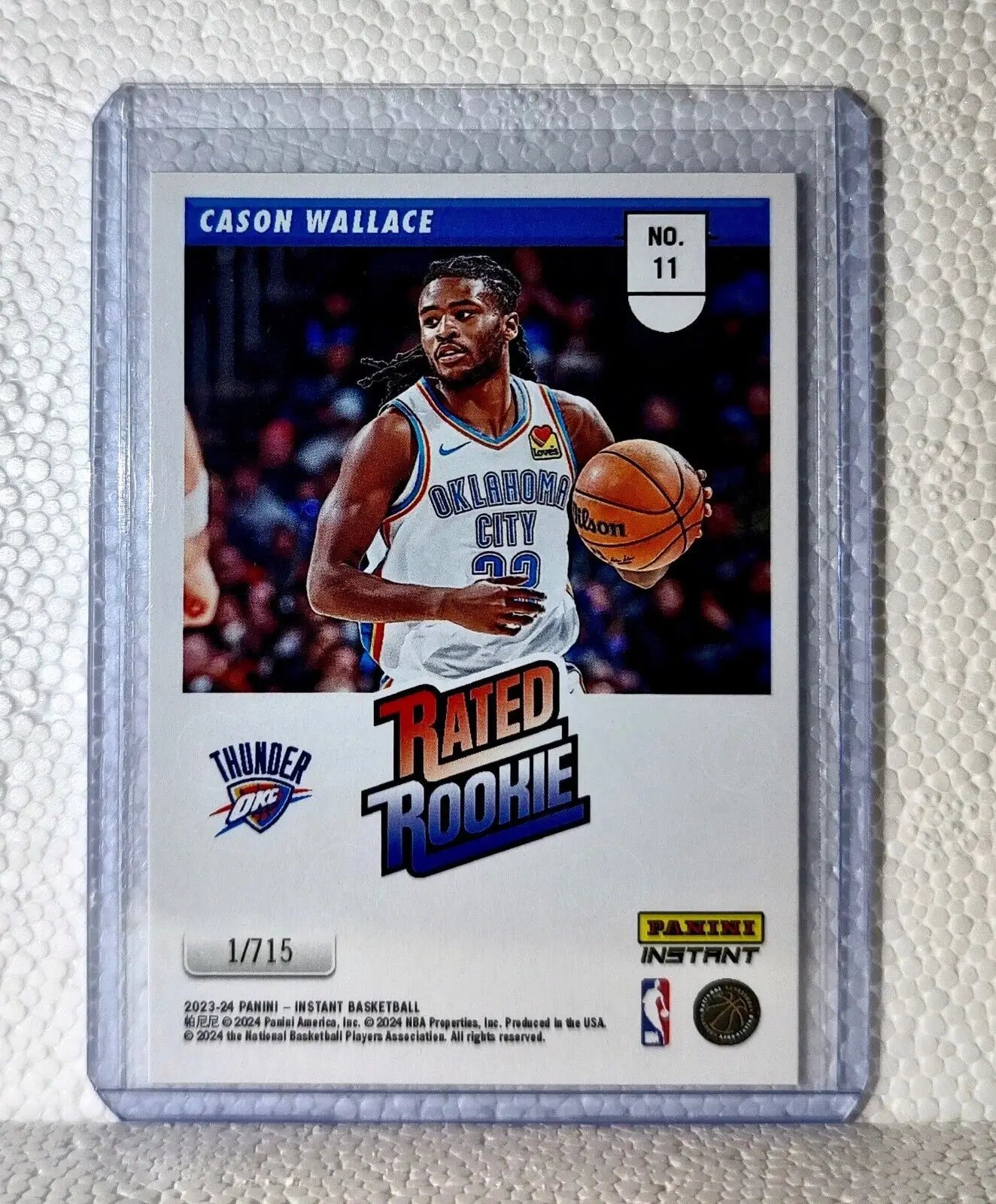Cason Wallace 2023-24 Panini NBA #11 Rated Rookie Retro Card Thunder 1/715 - Basketball Card Single