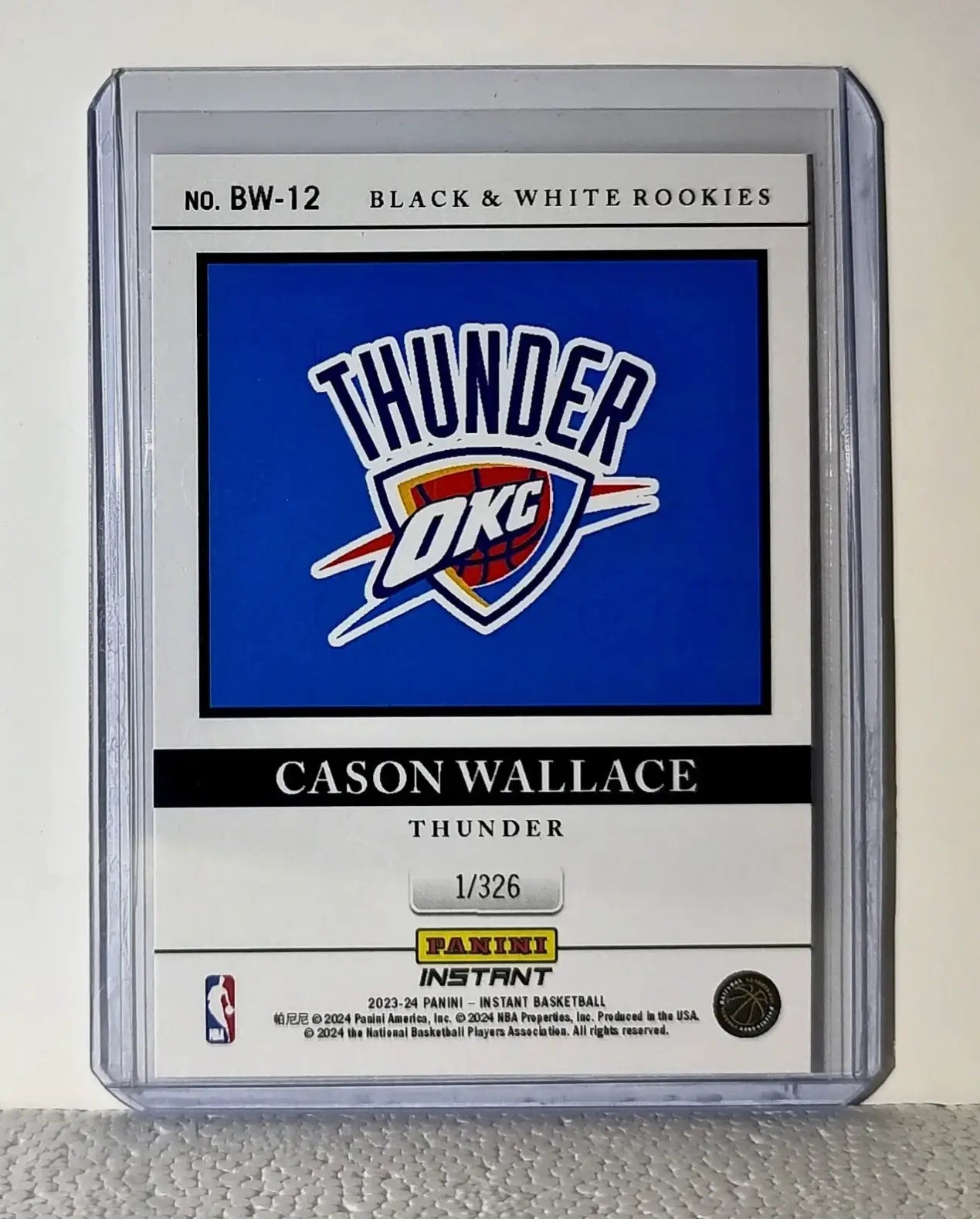 Cason Wallace 2023-24 Panini NBA #12 Black and White Rookies Card 1/326