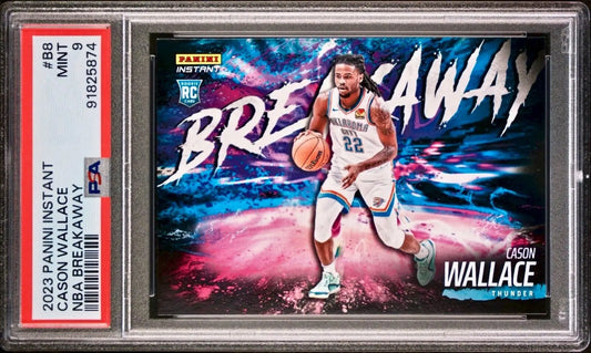 Cason Wallace 2023-24 Panini NBA Breakaway #8 Rookie Card 1 of 4085 PSA 9 Mint - Basketball Card Single