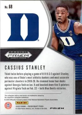 Cassius Stanley - 2020 Panini Prizm Draft Picks Collegiate - #68 - Pink Ice - Basketball Card Single