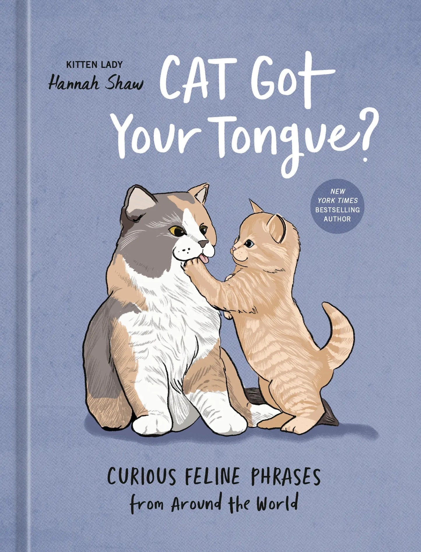Vibrantly illustrated Book cover featuring two cats in Cat Got Your Tongue by Kitten Lady