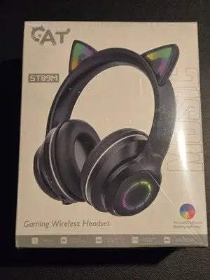 CAT ST89M Wireless Gaming Headset RGB Cat Ear Over-Ear Bluetooth Black SEALED - General Merchandise