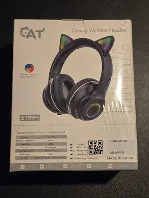 CAT ST89M Wireless Gaming Headset RGB Cat Ear Over-Ear Bluetooth Black SEALED - General Merchandise