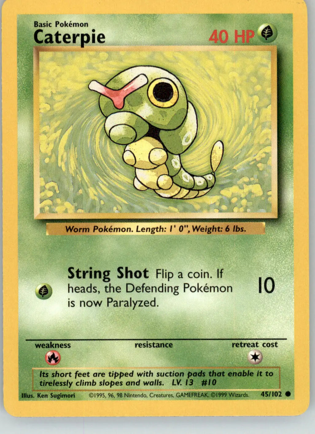 Caterpie - Base Set Unlimited - 45/102 - LP Pokemon - Pokémon Card Single
