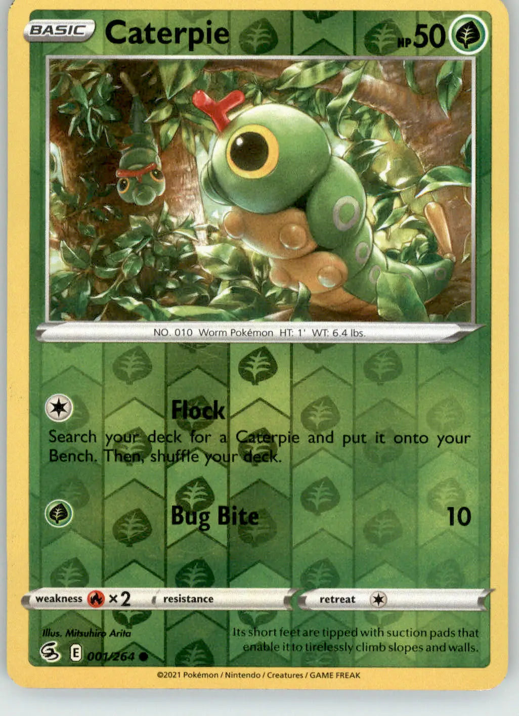 Caterpie - Fusion Strike - 001/264 - Reverse Holo LP Pokemon - Pokémon Card Single