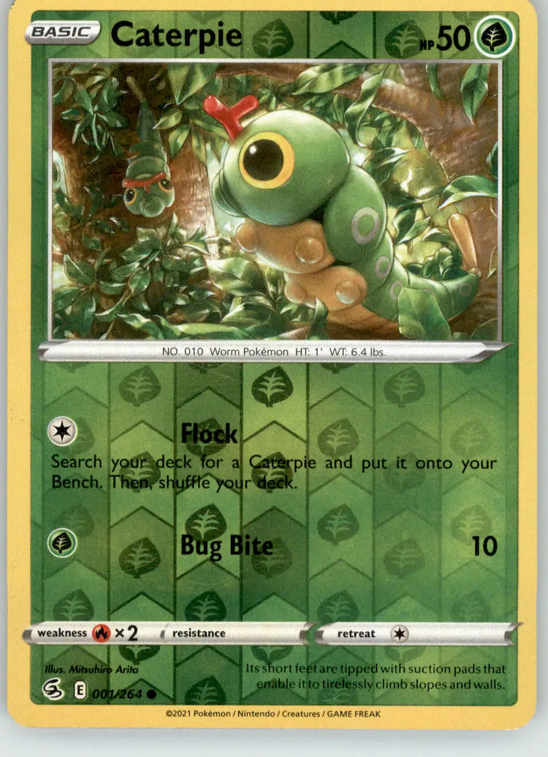 Caterpie - Fusion Strike - 001/264 - Reverse Holo LP Pokemon - Pokémon Card Single