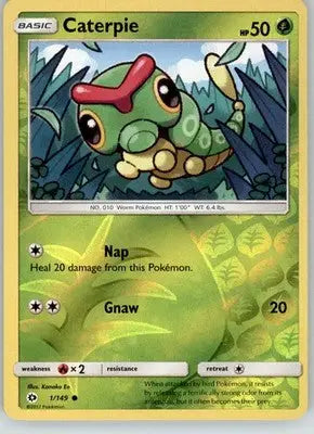 Caterpie - SM Base Set - 1/149 - Reverse Holo LP Pokemon - Pokémon Card Single