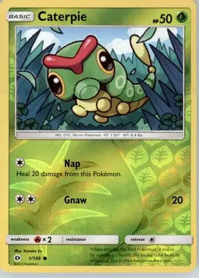 Caterpie - SM Base Set - Reverse Holo LP - #1/149 - Pokémon Card Single