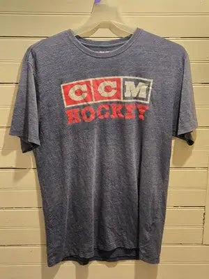 CCM Hockey T-Shirt Mens Blue Short Sleeve Crew Graphic Sports Tee No Tag - Apparel