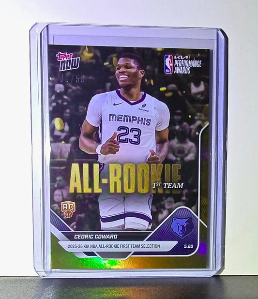 Cedric Coward Rookie 2025-26 Topps NBA All-Rookie 1st Team Gold 02/50 Grizzlies - Basketball Card Single