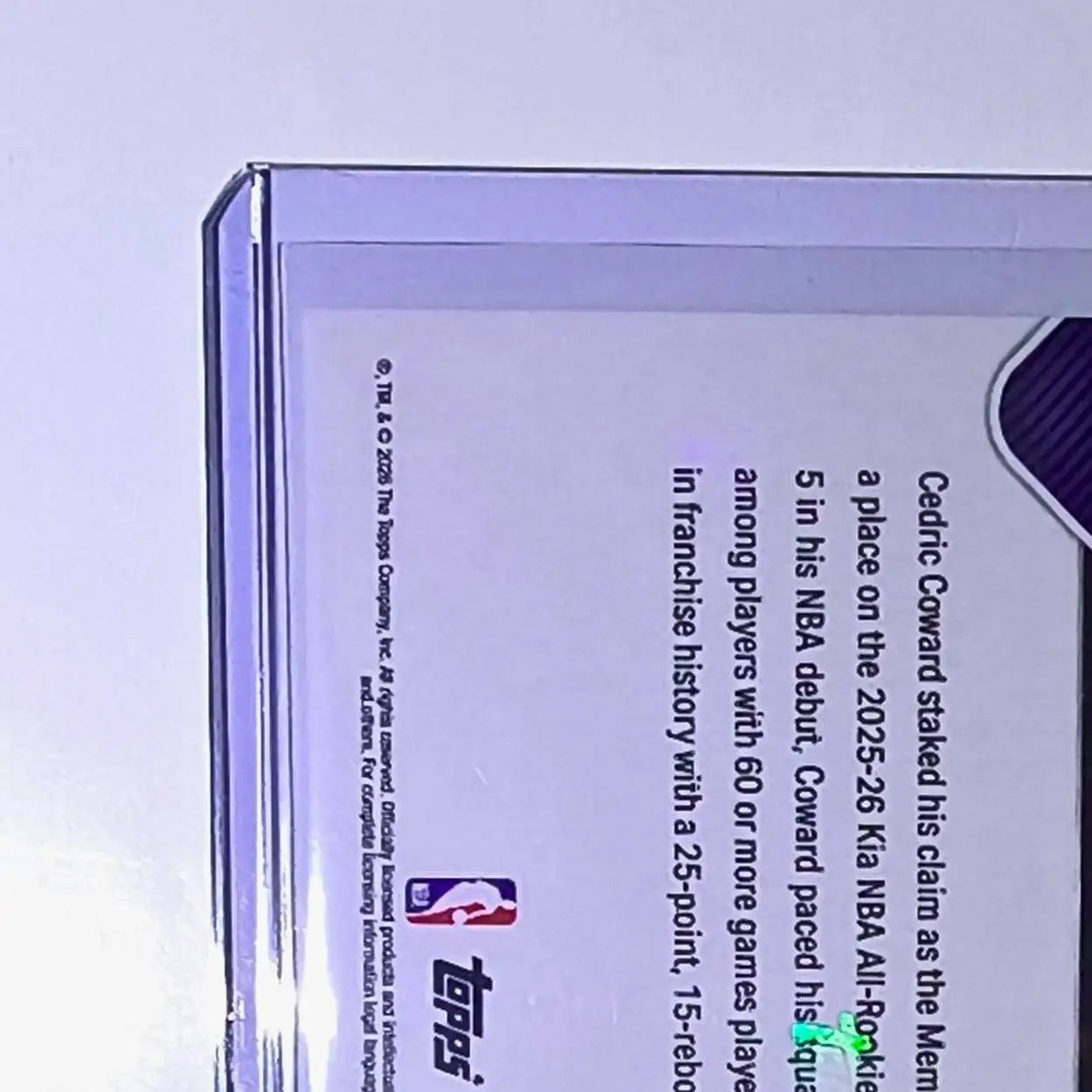 Cedric Coward Rookie 2025-26 Topps NBA All-Rookie 1st Team Gold 02/50 Grizzlies - Basketball Card Single