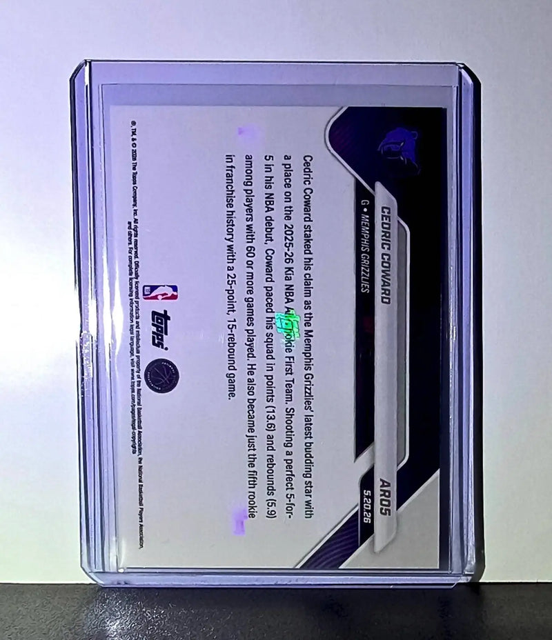 Cedric Coward Rookie 2025-26 Topps Now NBA All-Rookie 1st Team Memphis Grizzlies