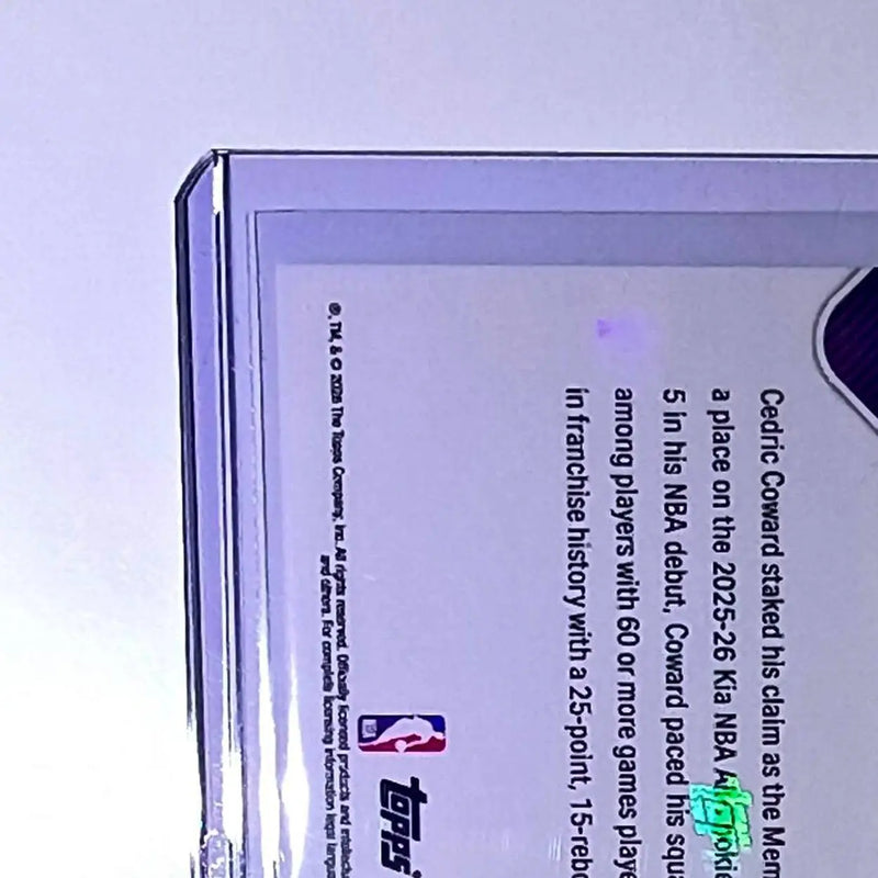 Cedric Coward Rookie 2025-26 Topps Now NBA All-Rookie 1st Team Memphis Grizzlies