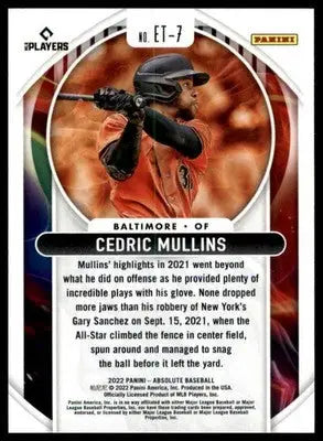 Cedric Mullins 2022 Panini Absolute Extreme Team Retail #ET-7 Baltimore Orioles - Baseball Card Single