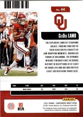 CeeDee Lamb - 2021 Panini Contenders Draft Picks - #44 - Red Football - Football Card Single