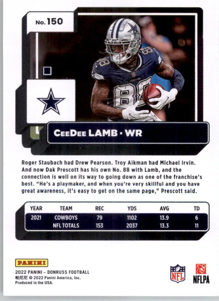 CeeDee Lamb - 2022 Donruss - #150 - Football - Football Card Single