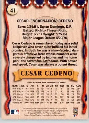 Cesar Cedeno - 1993 Ted Williams - #41 - Baseball - Baseball Card Single