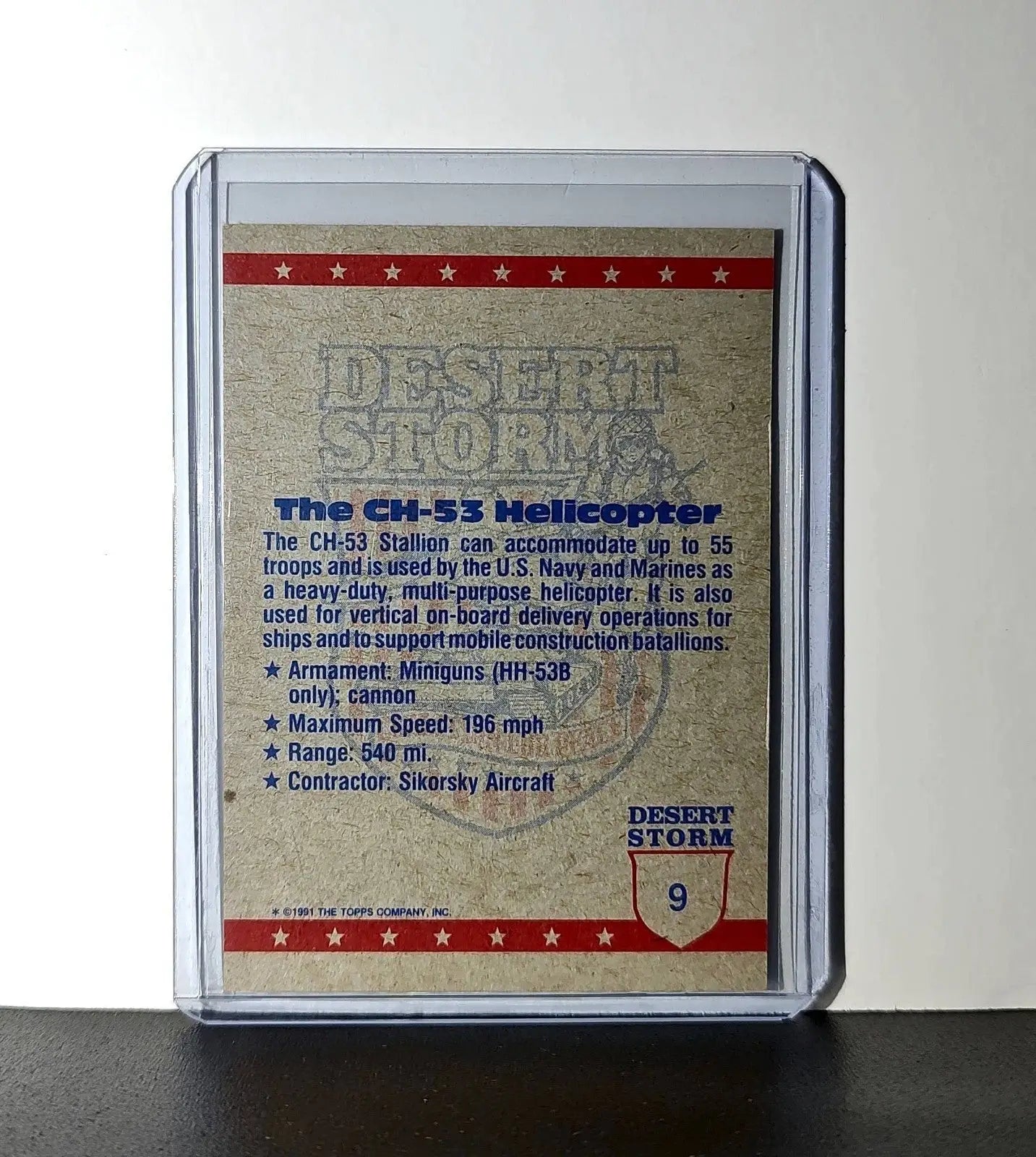CH-53 Sea Stallion Helicopter 1991 Topps Desert Storm #9 Card - Non-Sports Card Single
