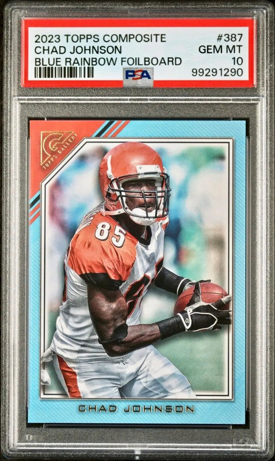 Chad Johnson 2023 Topps Gallery #387 Blue Rainbow Foilboard 52/99 Card PSA 10 - Football Card Single
