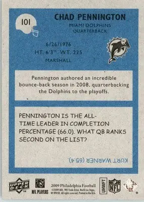 Chad Pennington - 2009 Philadelphia - #101 - Football - Football Card Single