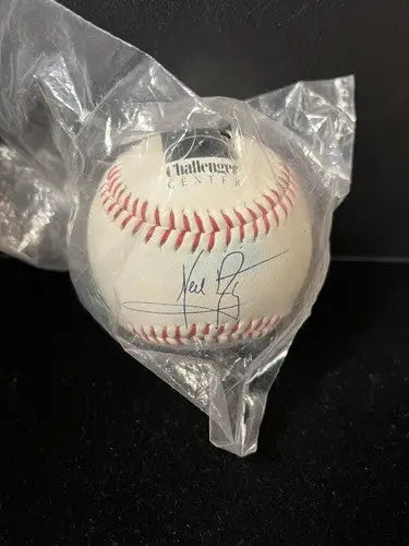 Autographed Challenger Center Neil Armstrong facsimile baseball in plastic wrap