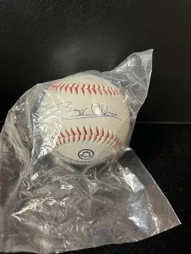 Autographed Challenger Center Neil Armstrong facsimile baseball in plastic wrap