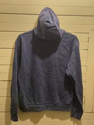 Champion Hoodie Mens M Navy Yellow Pullover Hooded Sweatshirt Logo Pocket Casual - Apparel
