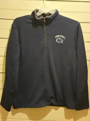 Champion Pullover Mens L Penn State Navy Quarter Zip Fleece Lined Sweater Logo - Apparel