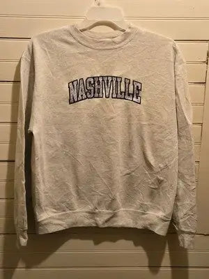 Champion Sweatshirt Mens L Nashville Crewneck Pullover Gray Embroidered Logo - Apparel
