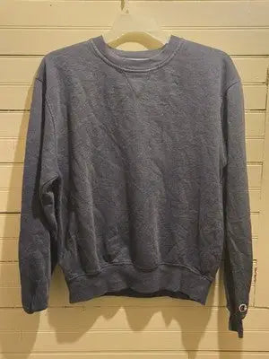 Champion Sweatshirt Mens M Navy Crewneck Pullover Logo Cuff Vintage Wash Classic - Apparel