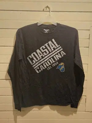 Champion T-Shirt Mens M Coastal Carolina Long Sleeve Mascot Black Est 1954 - Apparel