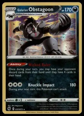 Champion’s Path Galarian Obstagoon 37/73 Holo Rare Holo CHP 2020