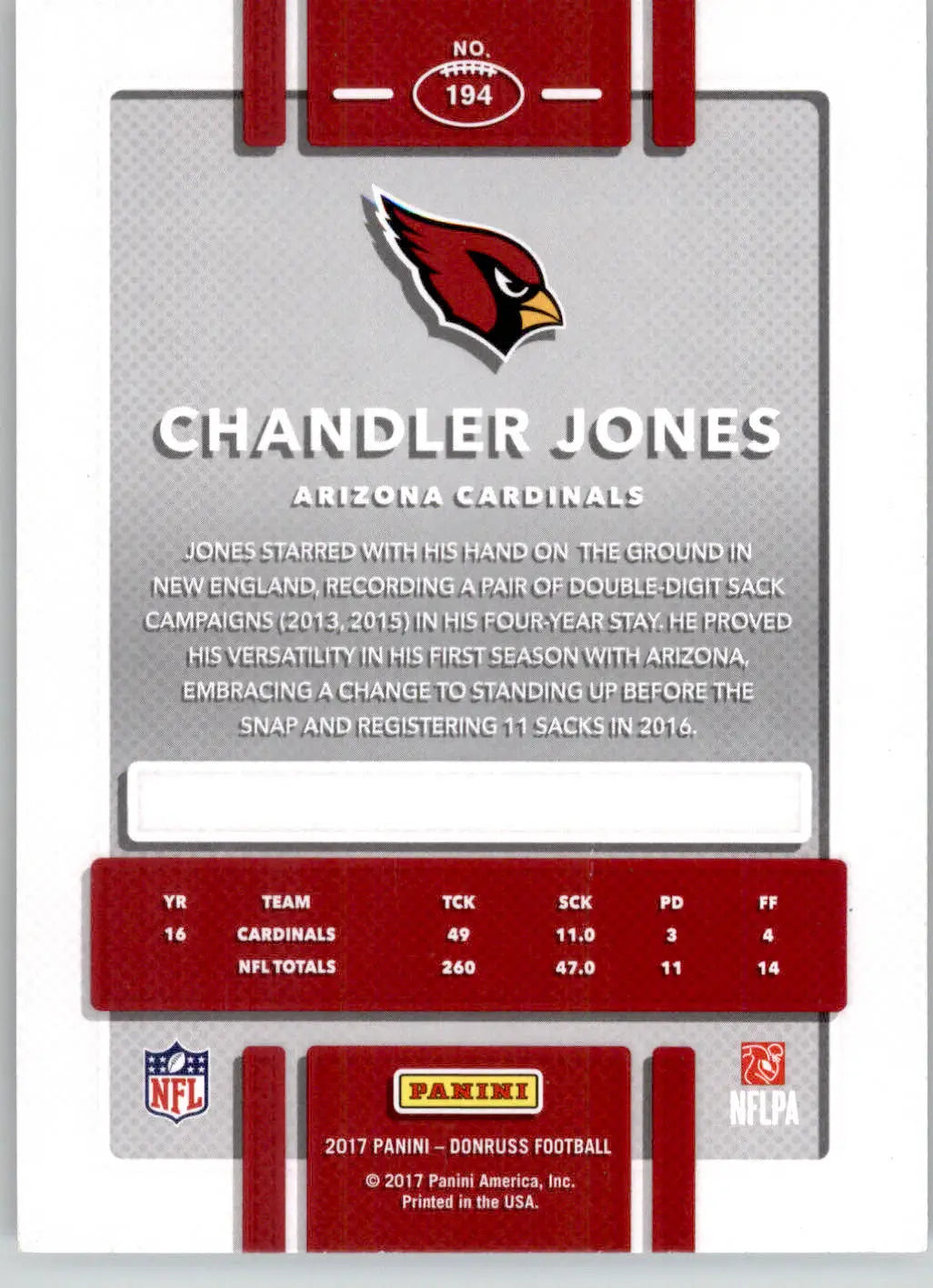 Chandler Jones - 2017 Donruss - #194 - Football