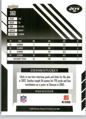 Chansi Stuckey - 2007 Score - #360 - Atomic RC Football - Football Card Single