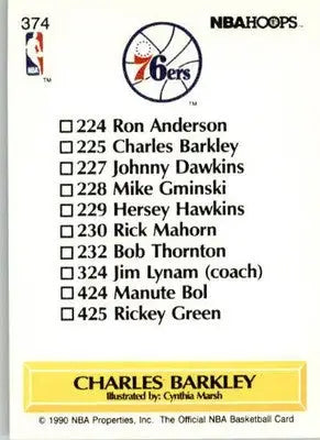 Charles Barkley - 1990-91 Hoops - #374 - Basketball - Basketball Card Single