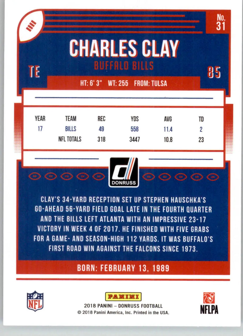 Charles Clay - 2018 Donruss - #31 - Football
