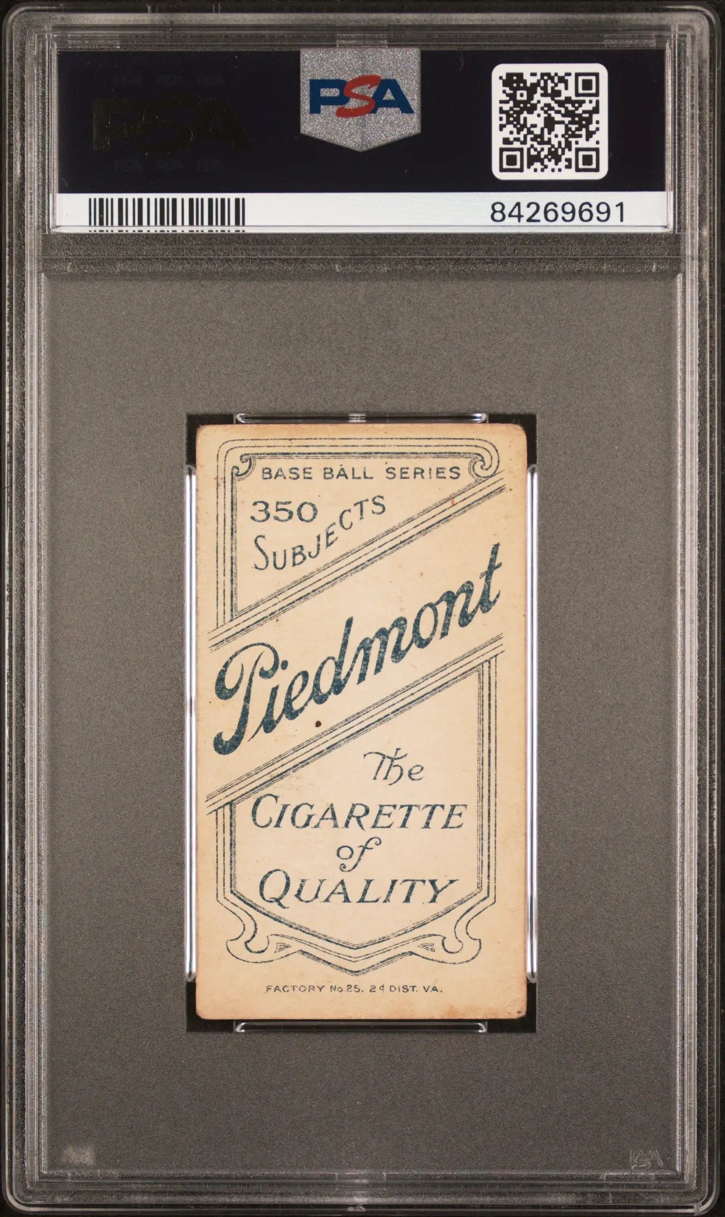 Charles Seitz 1909-11 T206 Piedmont 350 trading card in PSA graded case