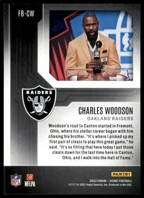 Charles Woodson 2022 Score First Ballot #FB-CW Oakland Raiders - Football Card Single