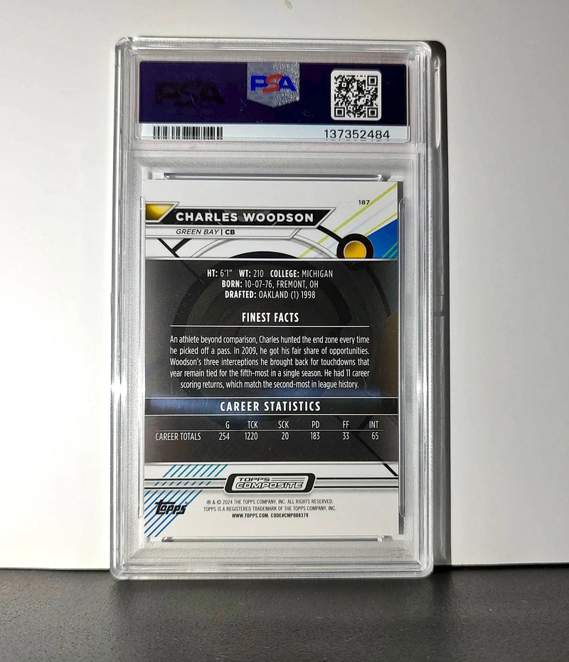 Charles Woodson 2023 Topps Finest #187 Purple Refractor 202/250 PSA 10 Gem Mint