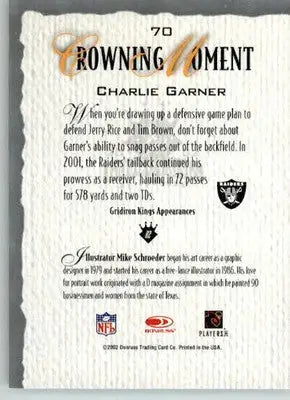 Charlie Garner - 2002 Donruss Gridiron Kings - #70 - Football - Football Card Single