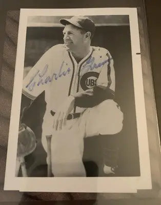 Charlie Grimm Signed 3x5 Photo Autograph Postcard Chicago Cubs JSA - Sports Memorabilia