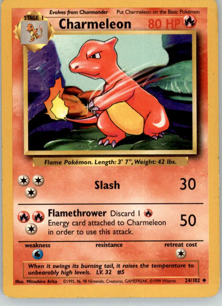 Charmeleon - Base Set Unlimited - 24/102 - MP Pokemon - Pokémon Card Single