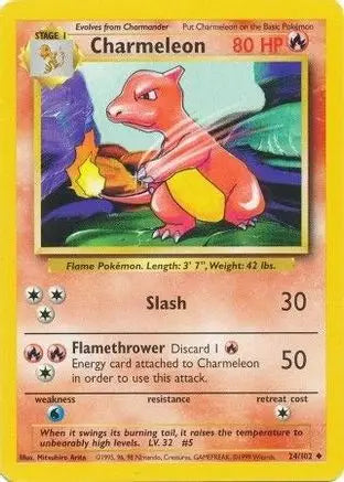 Charmeleon - Base Set Unlimited - 24/102 - MP Pokemon - Pokémon Card Single