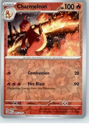 Charmeleon - SV: Scarlet & Violet 151 - Reverse Holo NM - #005/165 - Pokémon Card Single