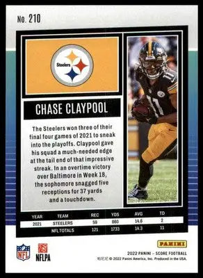 Chase Claypool 2022 Score #210 Pittsburgh Steelers - Football Card Single