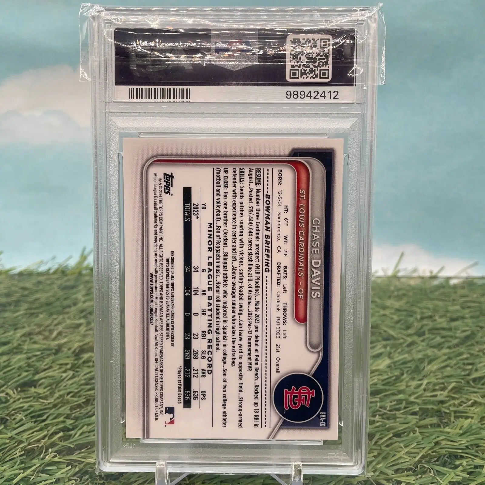 Chase Davis 2024 Bowman Chrome Orange MOJO Auto #4/25 PSA 9