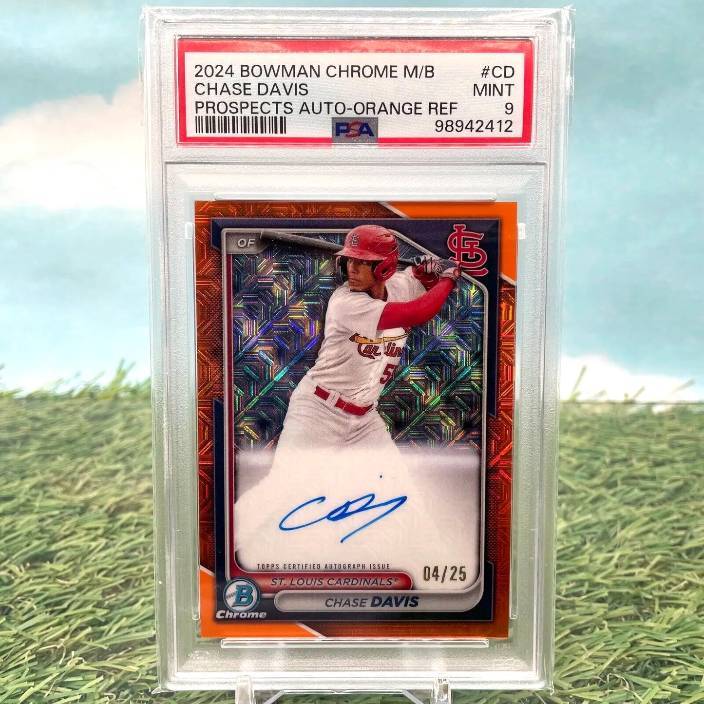 Chase Davis 2024 Bowman Chrome Orange MOJO Auto #4/25 PSA 9
